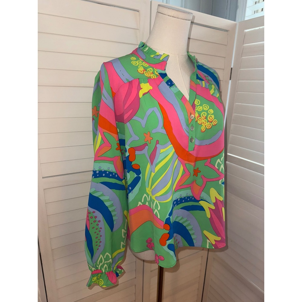 Michelle Mcdowell Psychedelic Print Button Up Blo… - image 3
